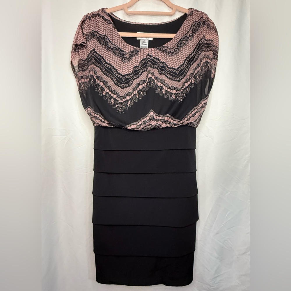 Sweet Storm Black and Pink Lace Dress Size Large